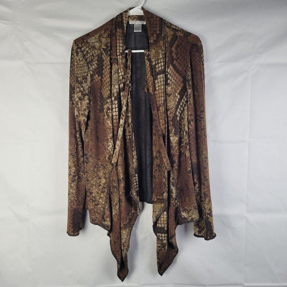 Alberto Makali Womens Wrap Tie Around Top Blouse / Cardigan Size Large Snakeskin